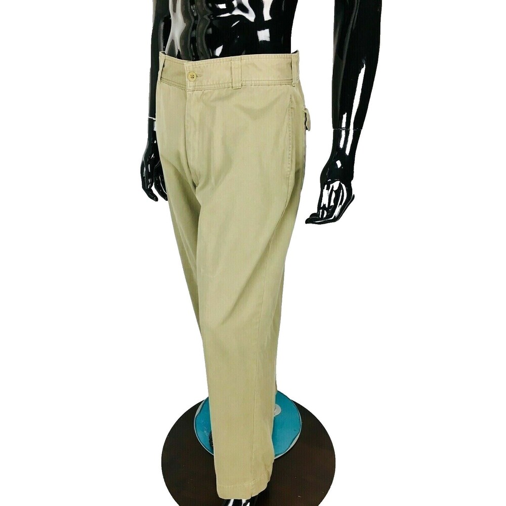 Vintage 90s Ralph Lauren Polo Sportsman Flat Front Cotton Khaki Pants Size 36X32
